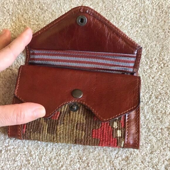 Vintage Handmade Turkish Kilim Leather Boho Style Wallet - Picture 6 of 10